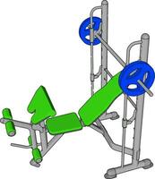 3D vector illustration of a green gym weight lifting device on white background