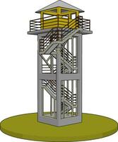 3D vector illustration on white background  of a watch tower