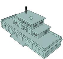 3D vector illustration on white background  of a military barracks