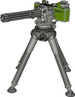 3D vector illustration on white background of a military missile machine gun