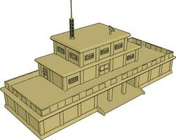 3D vector illustration on white background  of a military barracks