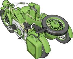 3d vector ilustración en blanco antecedentes de un militar motocicleta con sidecar