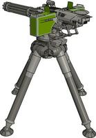 3D vector illustration on white background of a military missile machine gun