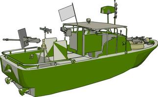 3D vector illustration on white background  of a military coast guard boat