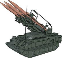 3D vector illustration on white background of a military missile tank