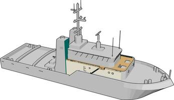 sencillo dibujos animados de un blanco Armada batalla Embarcacion vector ilustración en blanco antecedentes