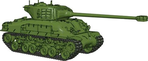 3d vector ilustración en blanco antecedentes de un verde militar tanque