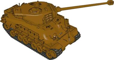 3d vector ilustración en blanco antecedentes de un marrón militar tanque