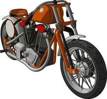 Orange and grey vintage motorcycle vector illustration on white background