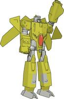 Grey and yellow robot vector illustration  white background