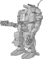 Simple vector illustration of a grey robot standing arm out