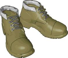 Beige military boots vector illustration on white background