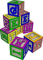 Various colorful toy blocks vector illustration on white background