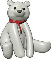 White teddy bear with red scarf vector illustration on white background