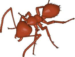 3D brown ant, illustration, vector on white background.