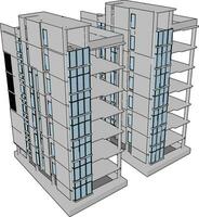 edificio inacabado, ilustración, vector sobre fondo blanco.