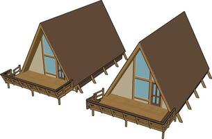 Brown wooden house, illustration, vector on white background.