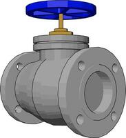 Blue ball valve, illustration, vector on white background.