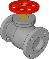 Red ball valve, illustration, vector on white background.