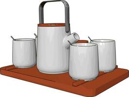 Thermo cups on table, illustration, vector on white background.