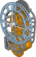 Clock mechanism, illustration, vector on white background.