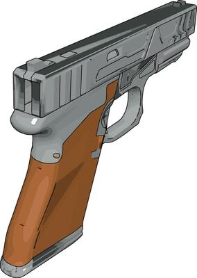 Model of a handgun, illustration, vector on white background.