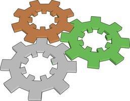 Multicolor gears, illustration, vector on white background.