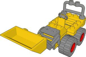 Yellow excavator, illustration, vector on white background.