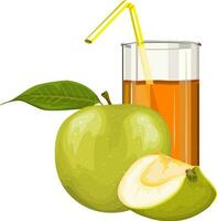 Vector of apple fruit and juice.