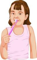Vector of girl brushing teeth.