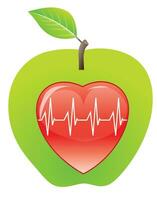 Green apple for a healthy heart, illustration vector