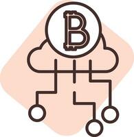 nube blockchain, icono, vector sobre fondo blanco.