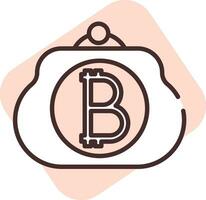 Blockchain purse, icon, vector on white background.