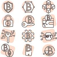 Blockchain icon pack, icon, vector on white background.