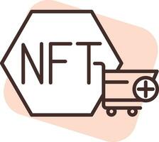 Compra blockchain nft, icono, vector sobre fondo blanco.