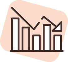Chart decrease, icon, vector on white background.