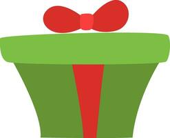 Christmas green present, icon, vector on white background.