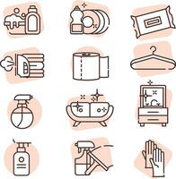 Cleaning items, icon, vector on white background.