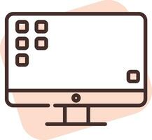 Electronics computer monitor, icon, vector on white background.