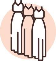 Event bridesmaids dress, icon, vector on white background.