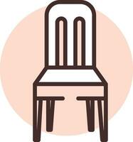Furniture wooden chair, icon, vector on white background.