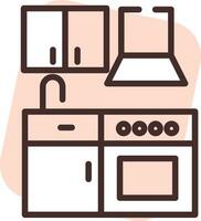 Furniture kitchen, icon, vector on white background.