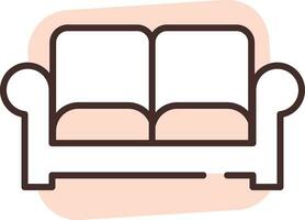 Furniture sofa, icon, vector on white background.