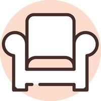 Furniture cozy armchair, icon, vector on white background.