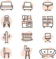 Home Furniture, icon, vector on white background.