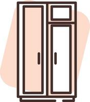 Furniture wardrobe, icon, vector on white background.