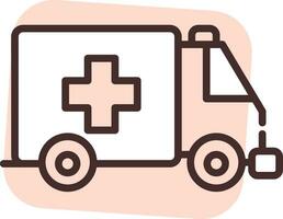 Hospital ambulance, icon, vector on white background.