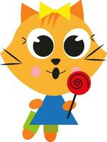 Kitty chupa chups, icon, vector on white background.