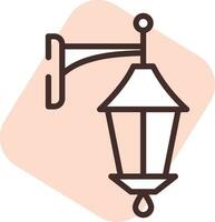 Light outdoor lamp, icon, vector on white background.