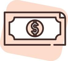 Money bill, icon, vector on white background.